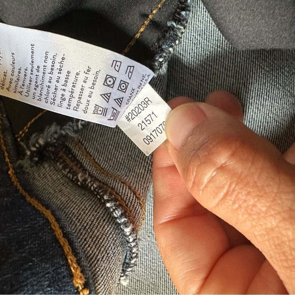 SPANX Distressed Ankle Skinny Jeans Raw Hem Womens Large Blue - Picture 9 of 12